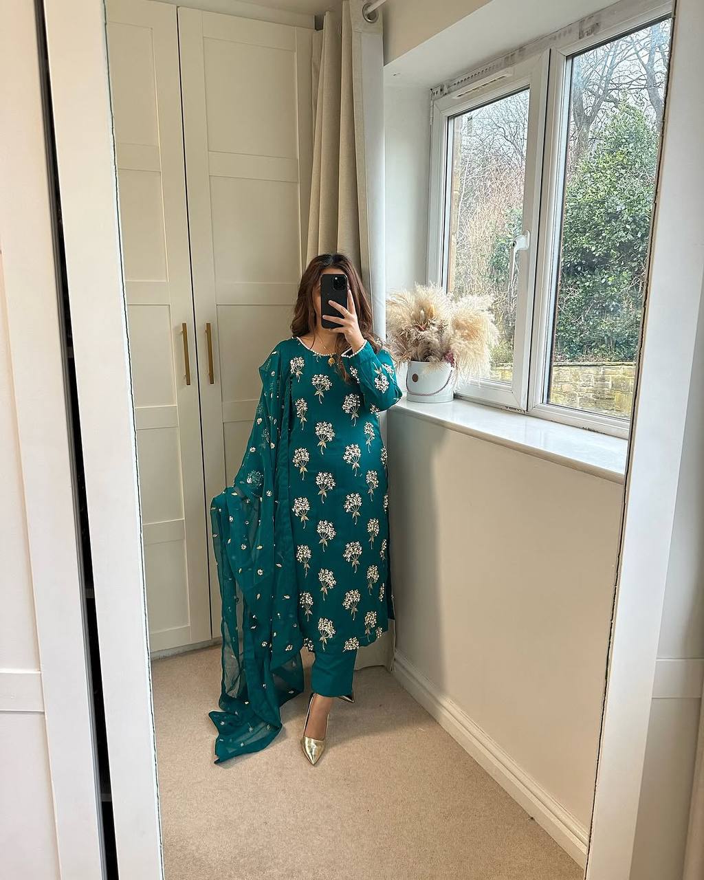 Designer Long Top , Pant And Dupatta In Fancy Style