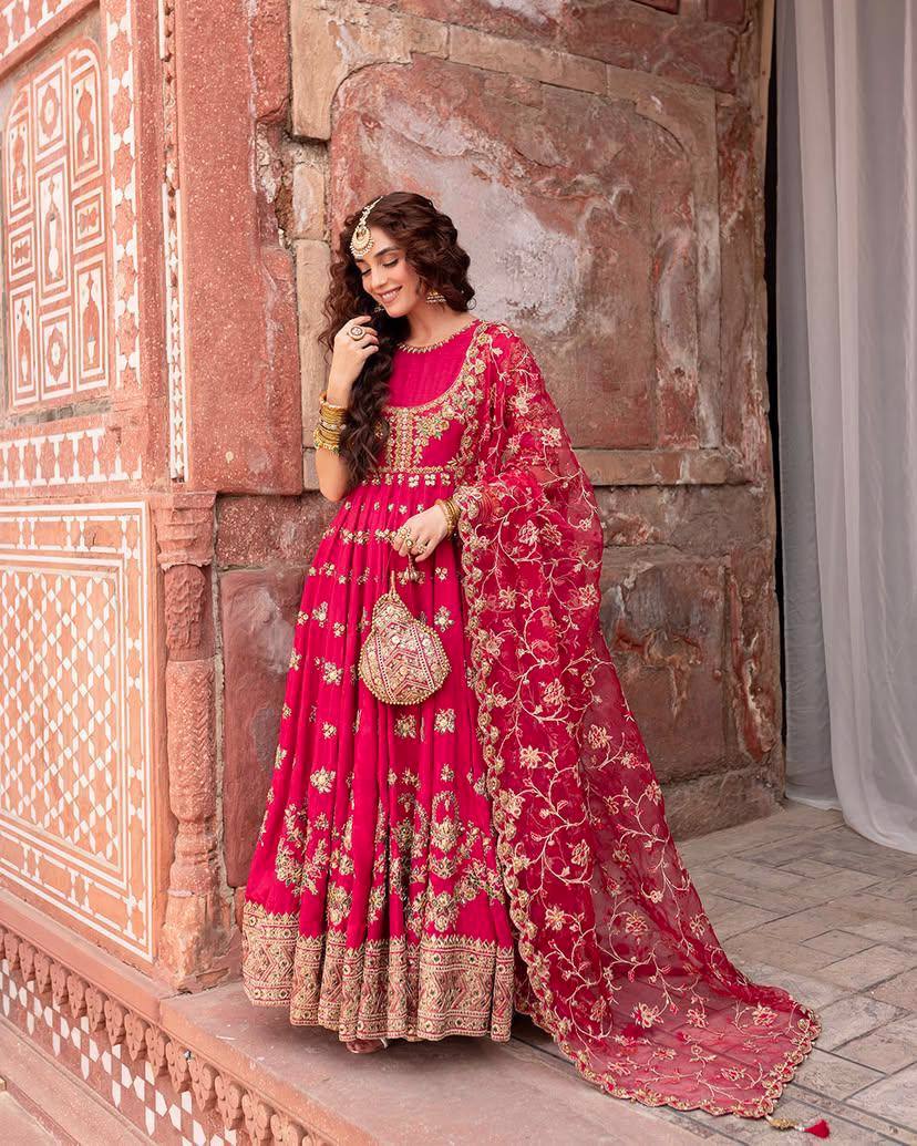 Designer Gown-Dupatta With Sequence & Zari Embroidery Work