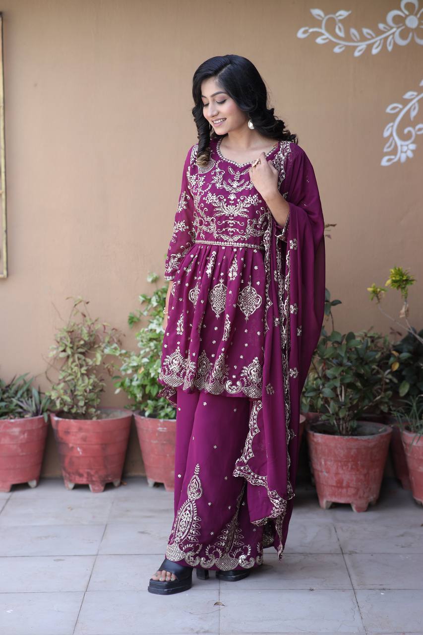 डिज़ाइनर पार्टी वियर टॉप-बॉटम और खूबसूरत दुपट्टा