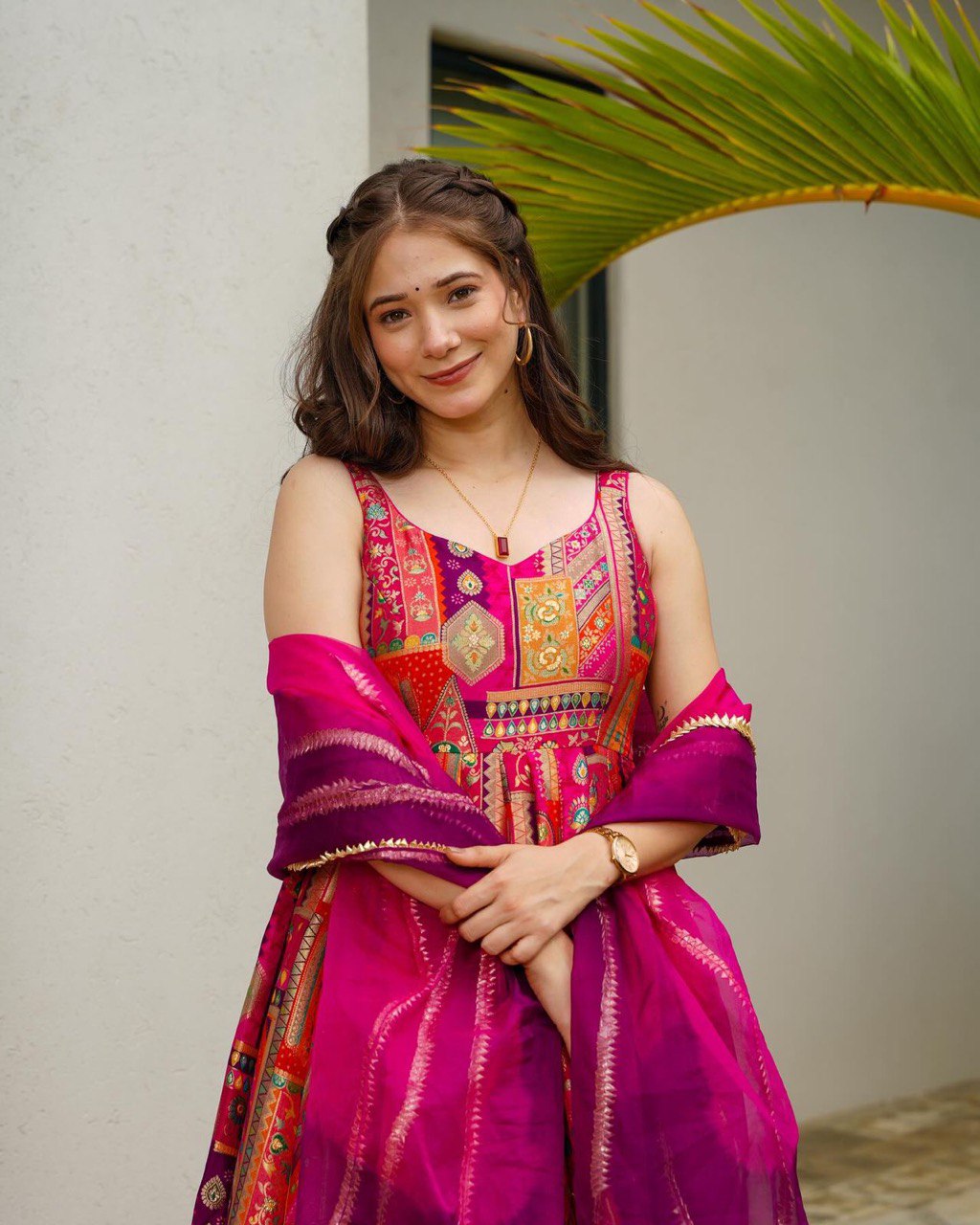 Party Wear Look Beautiful Anarkali Gown And Dupatta