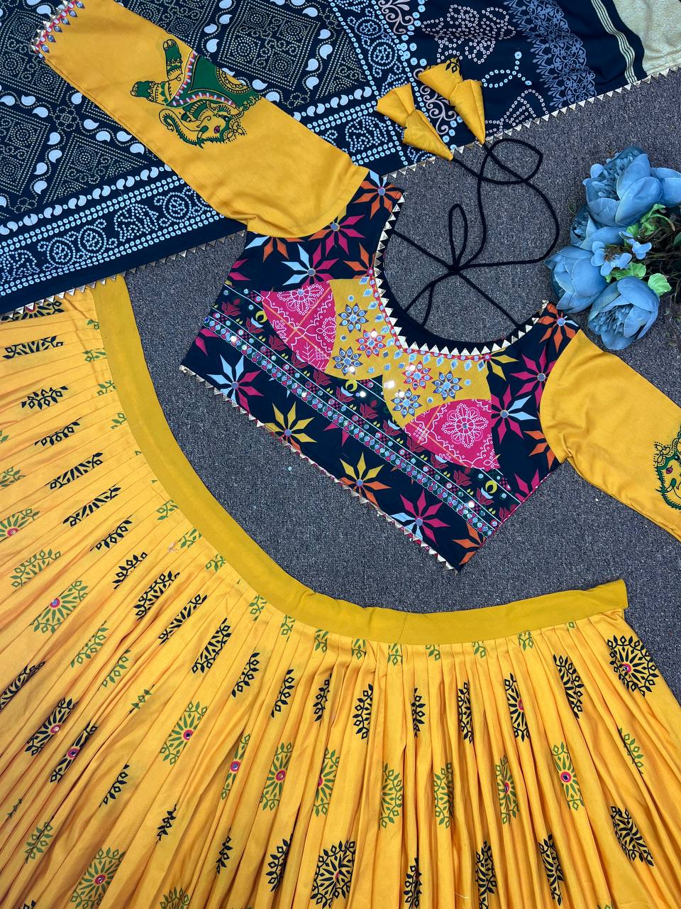 Designer Lehenga- Choli With Dupatta With Real Mirror Hand Work