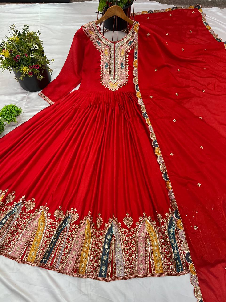 Beautiful Designer Party Wear Look Gown-Dupatta