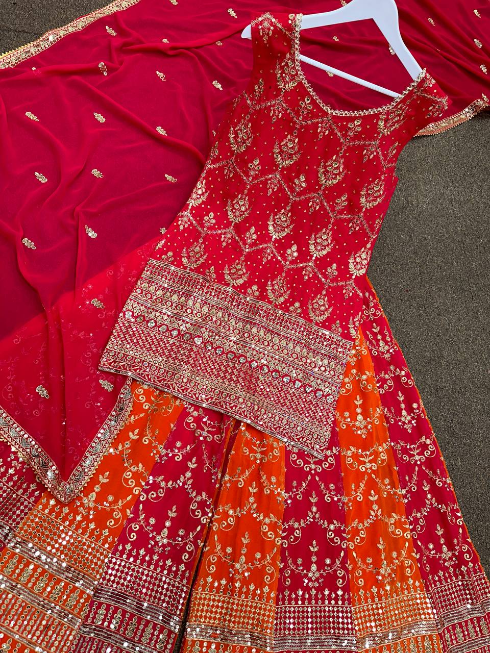 Beautiful Top - Plazzo & Dupatta With Embroidery And Sequins Work