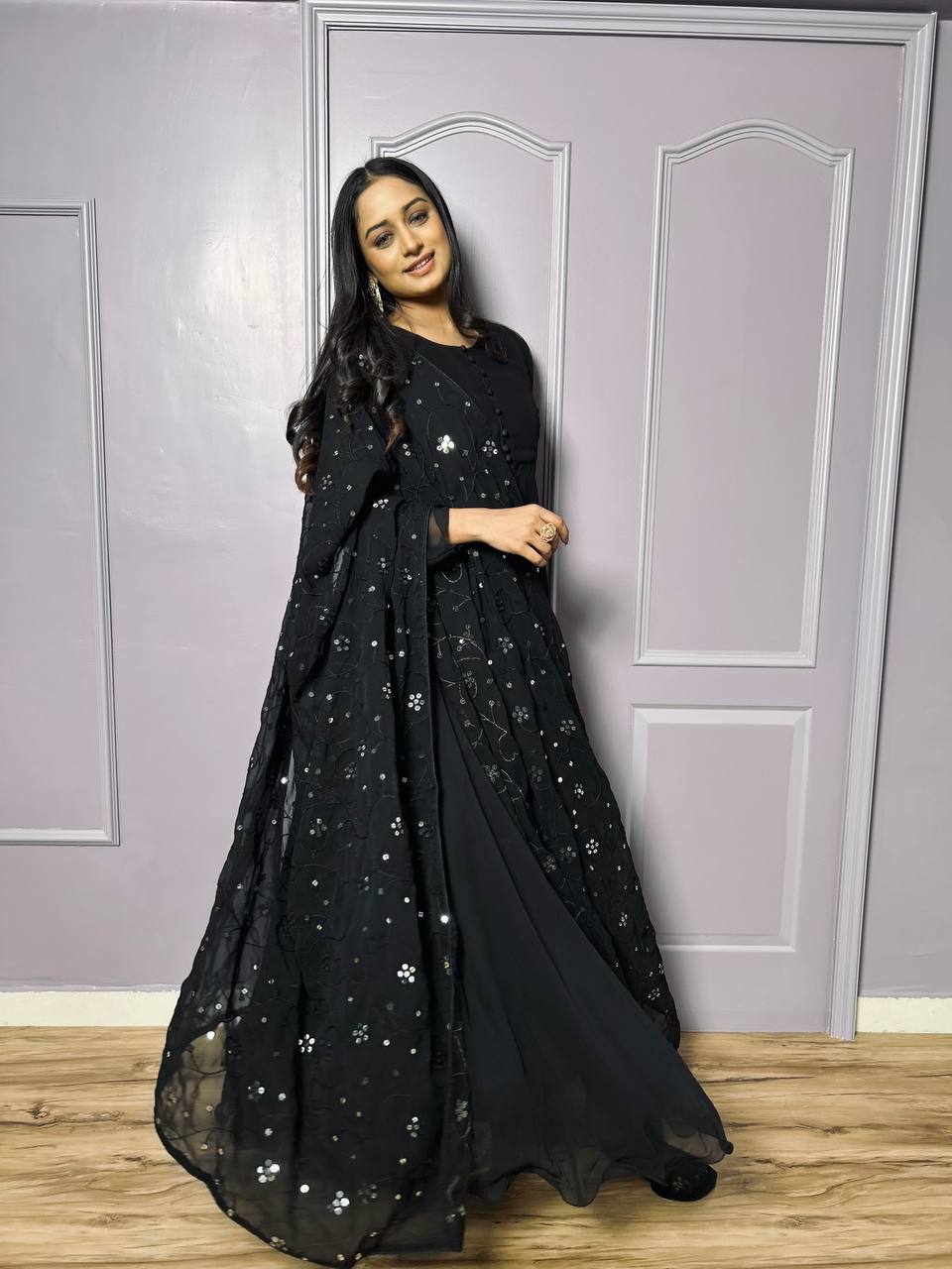 Party Wear Look Beautiful Anarkali Gown, Pent And Dupatta