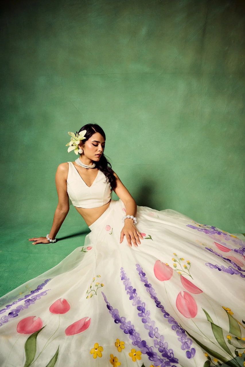 Designer Party Wear Lehenga Choli With Beautiful Floral Print