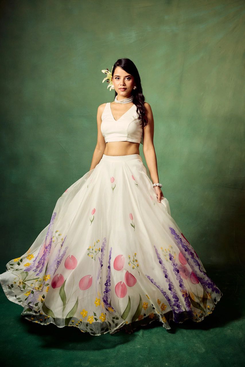 Designer Party Wear Lehenga Choli With Beautiful Floral Print