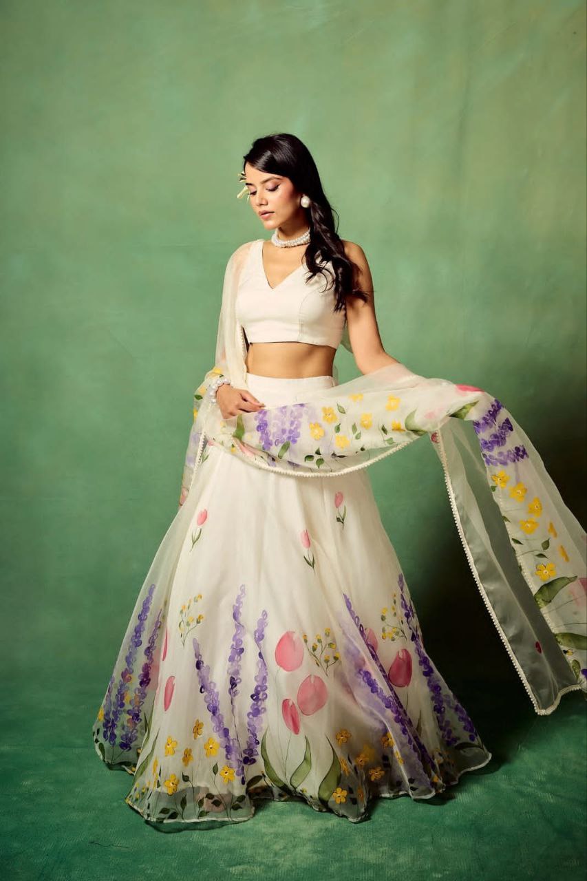 Designer Party Wear Lehenga Choli With Beautiful Floral Print