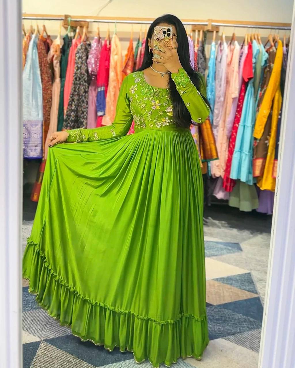 Party Wear Anarkali Gown With Thread And Sequence Work