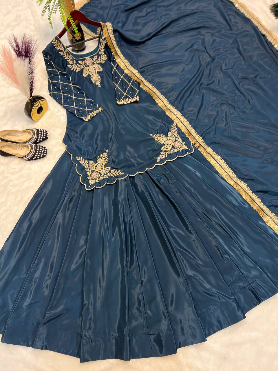 Beautiful Party Wear Top Lehenga And Fancy Dupatta