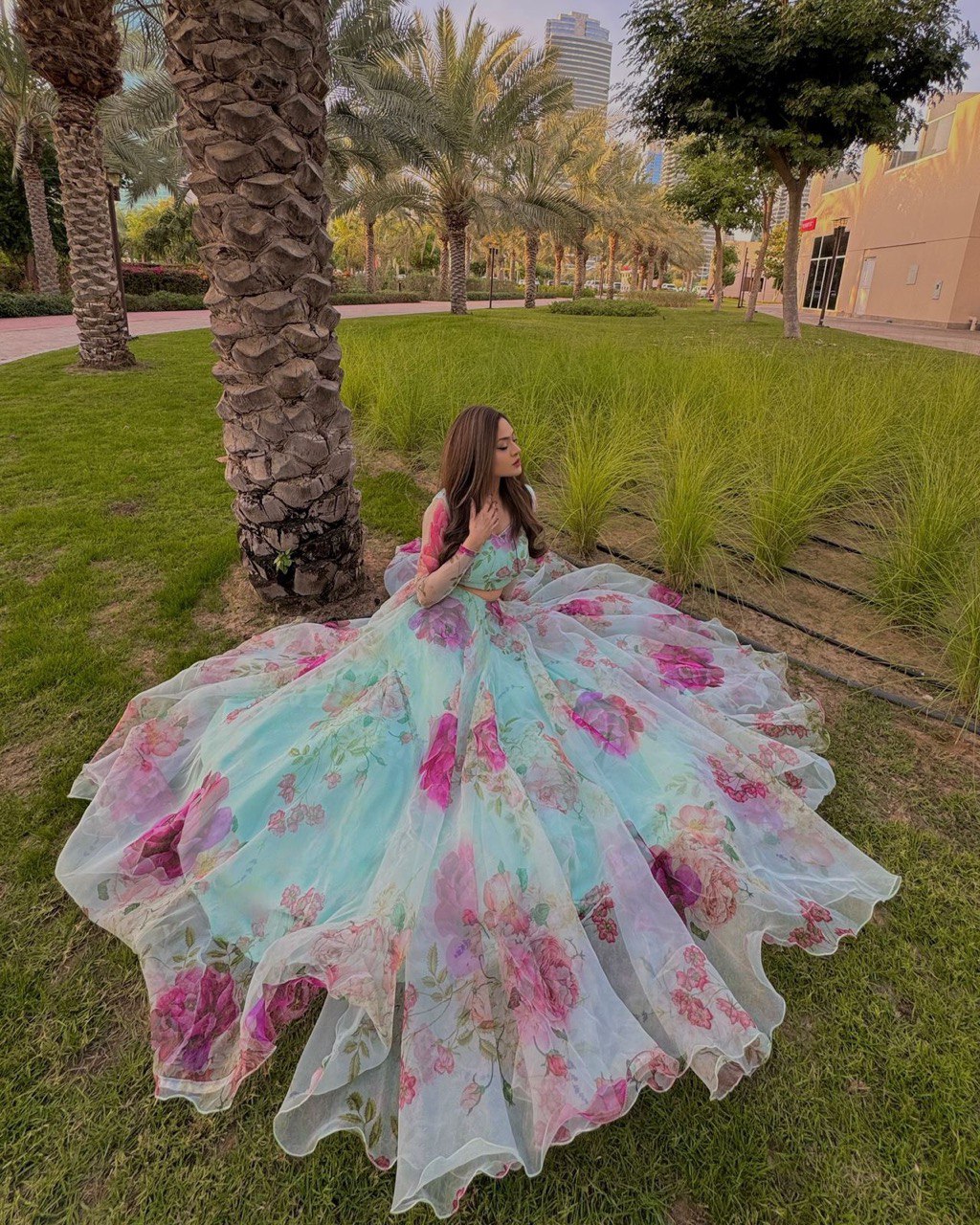 Beautiful Party Wear Organza Silk Floral Printed Lehenga Choli