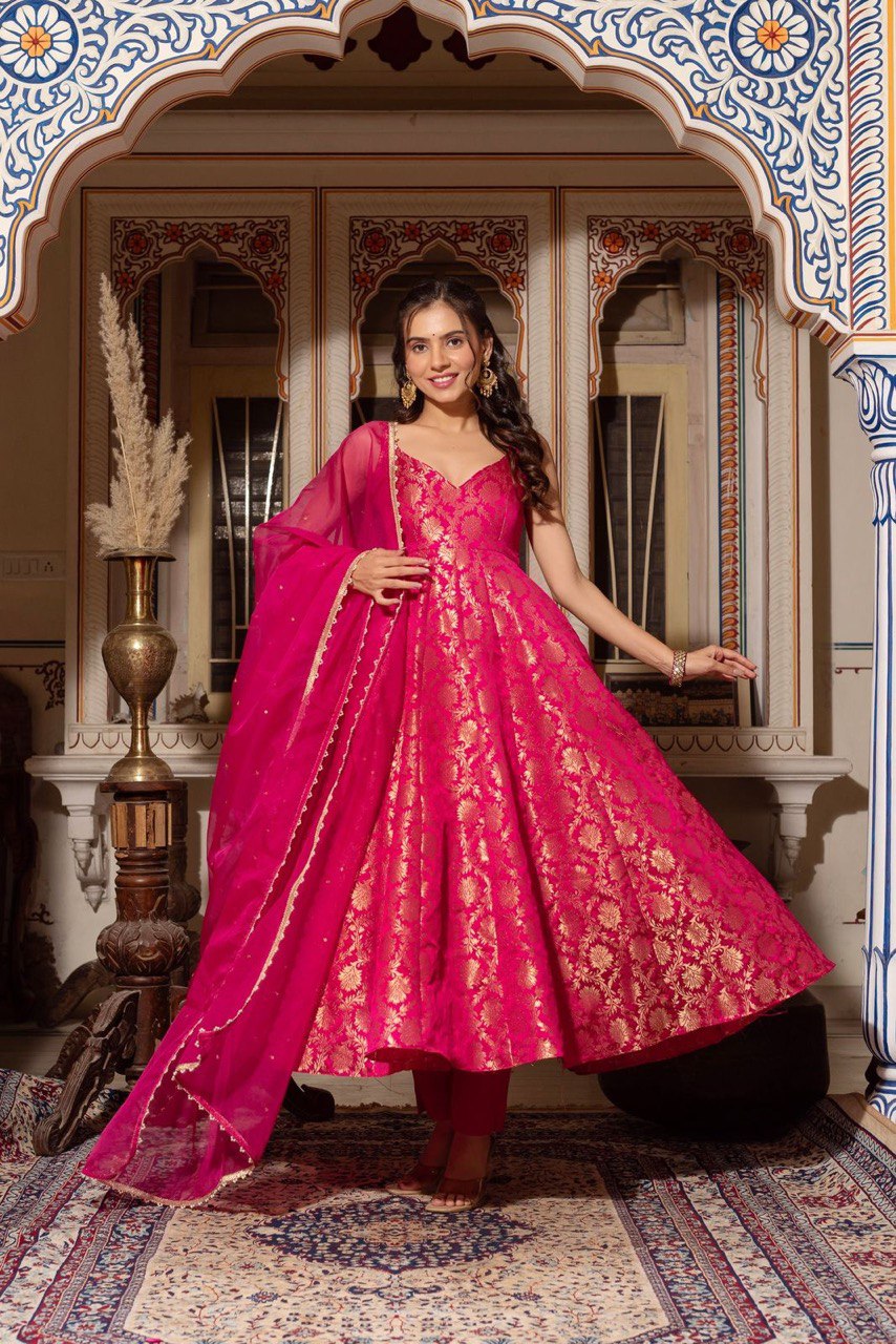 Party Wear Look Designer Gown, Pent And Dupatta