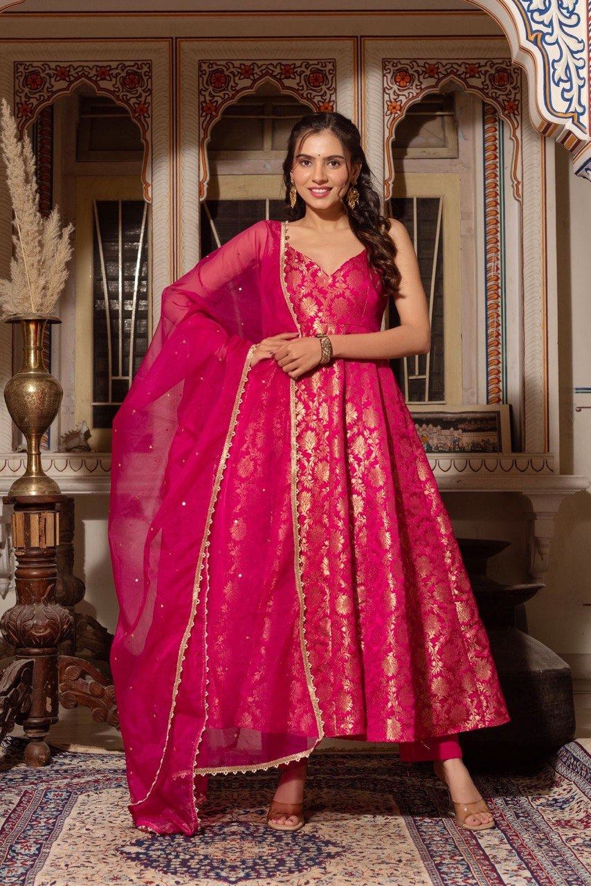 Party Wear Look Designer Gown, Pent And Dupatta