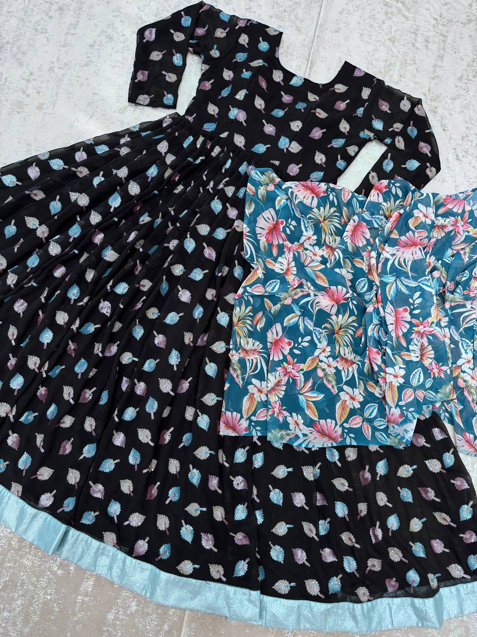 Designer Party Wear Look Anarkali Gown With Dupatta