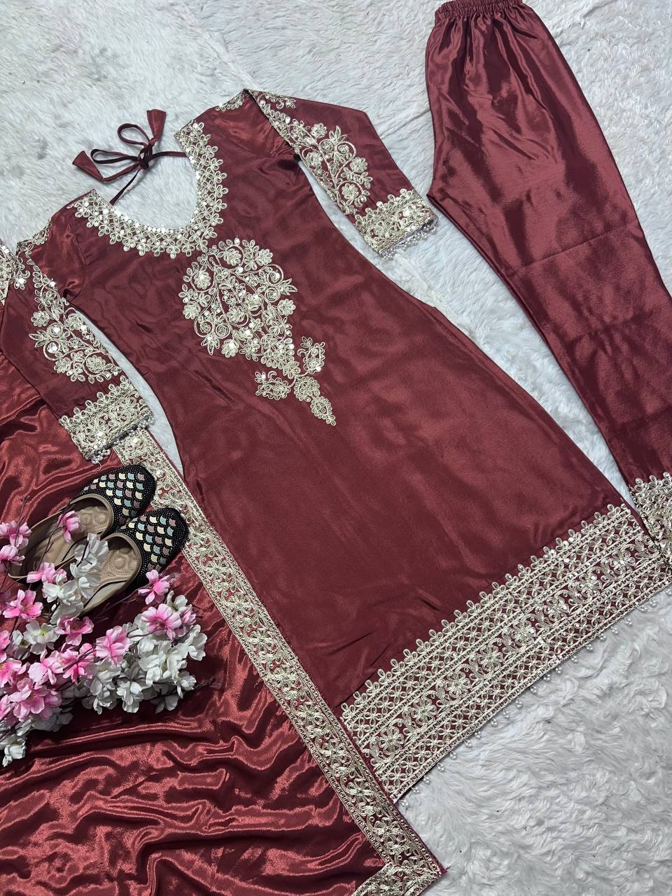Beautiful Party Wear Top Pent And Fancy Dupatta
