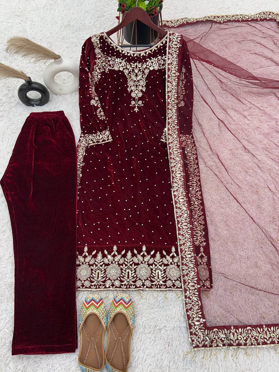 Designer Look Top-Dupatta And Bottom With Heavy Embroidery Sequence Work