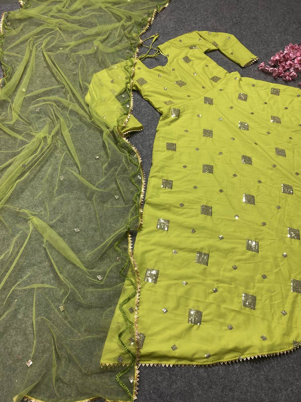 Beautiful Party Wear Anarkali Gown And Fancy Dupatta