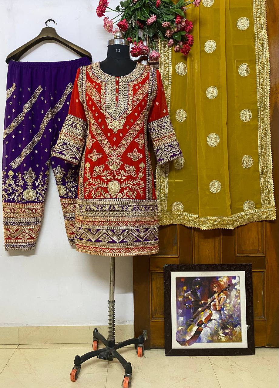 पार्टी वियर लुक डिज़ाइनर टॉप और बॉटम दुपट्टे के साथ