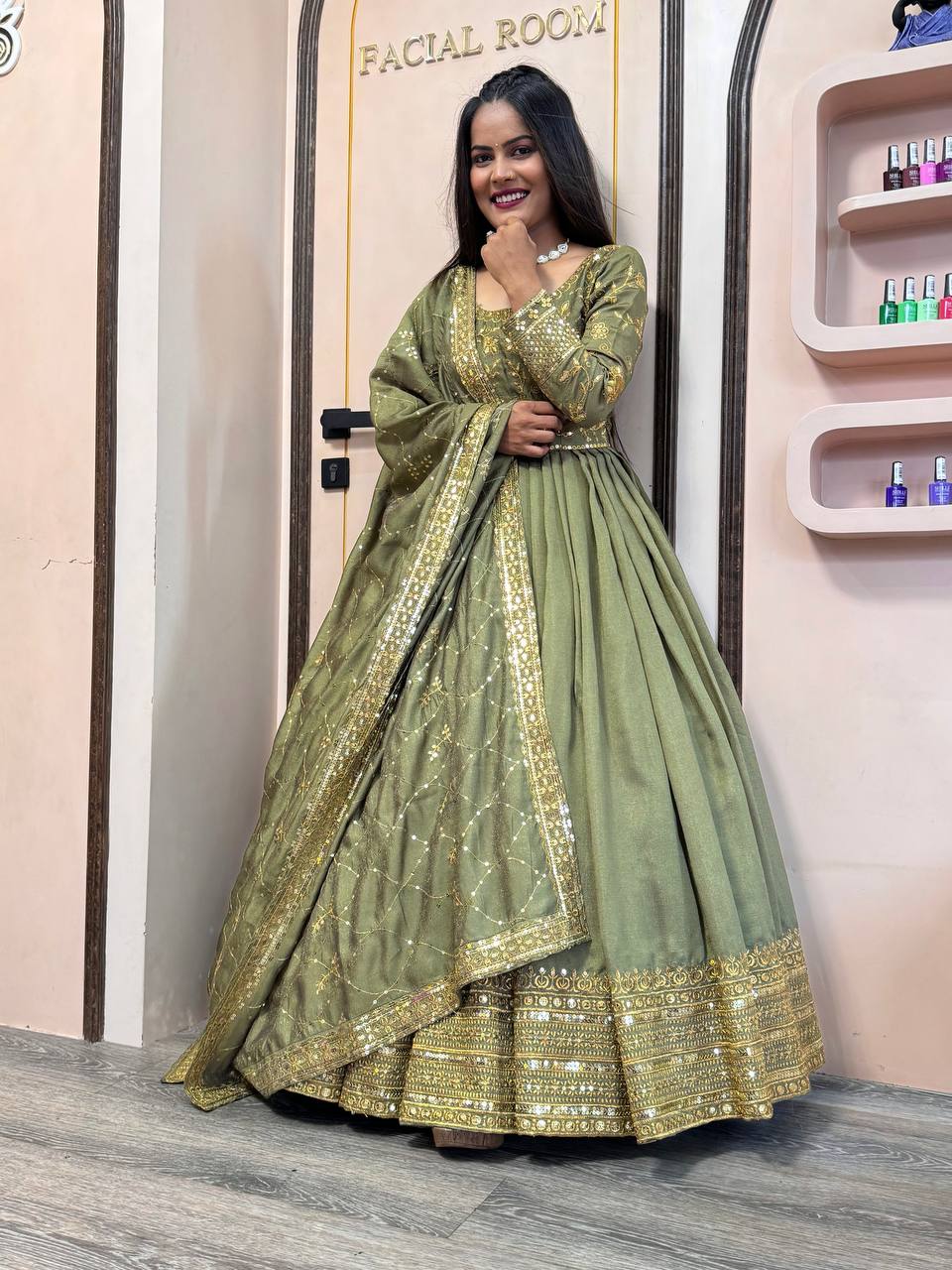 Beautiful Party Wear Fancy Gown With Dupatta