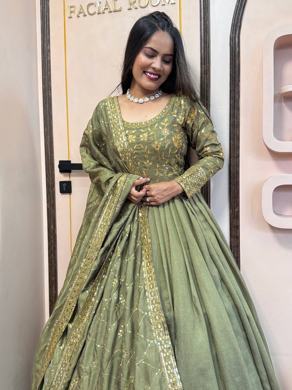 Beautiful Party Wear Fancy Gown With Dupatta