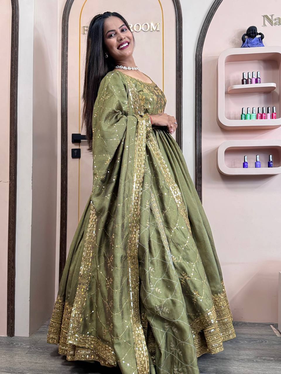Beautiful Party Wear Fancy Gown With Dupatta