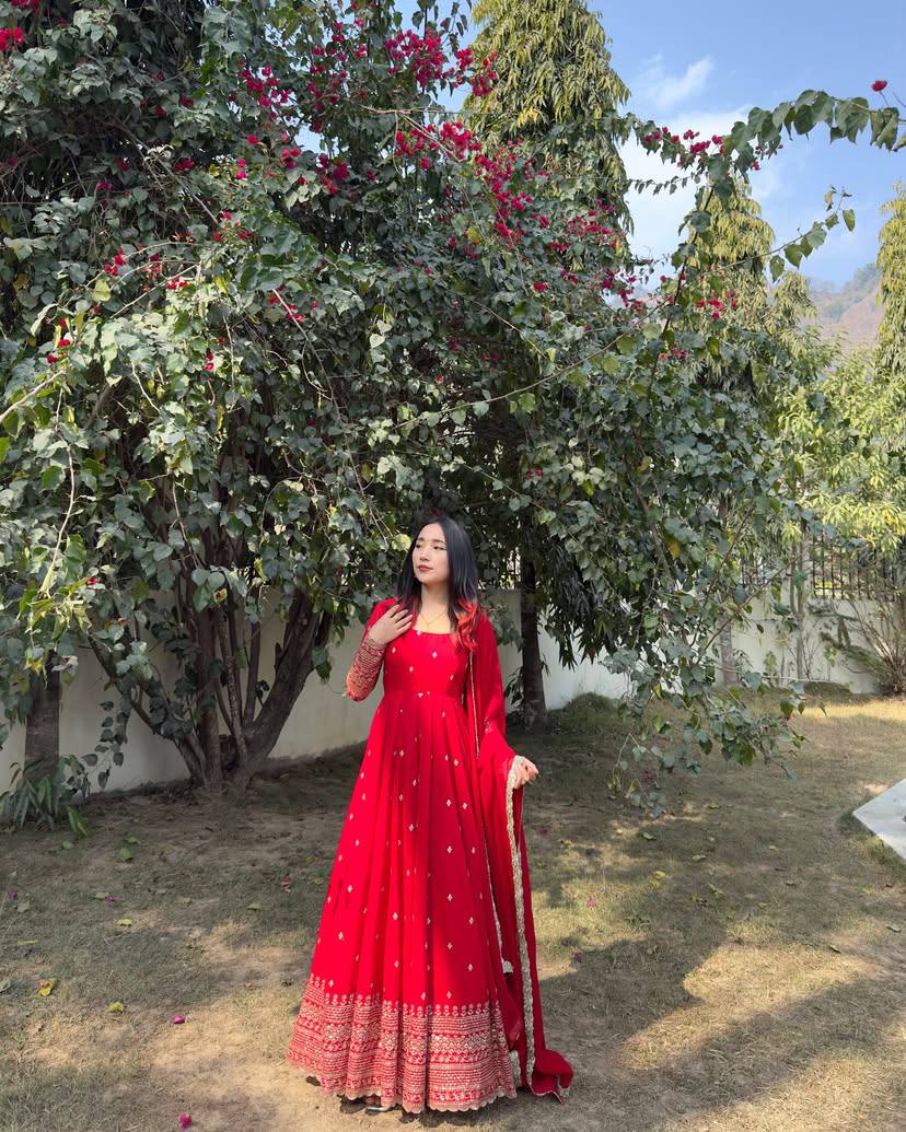 Party Wear Look Beautiful Gown And Dupatta