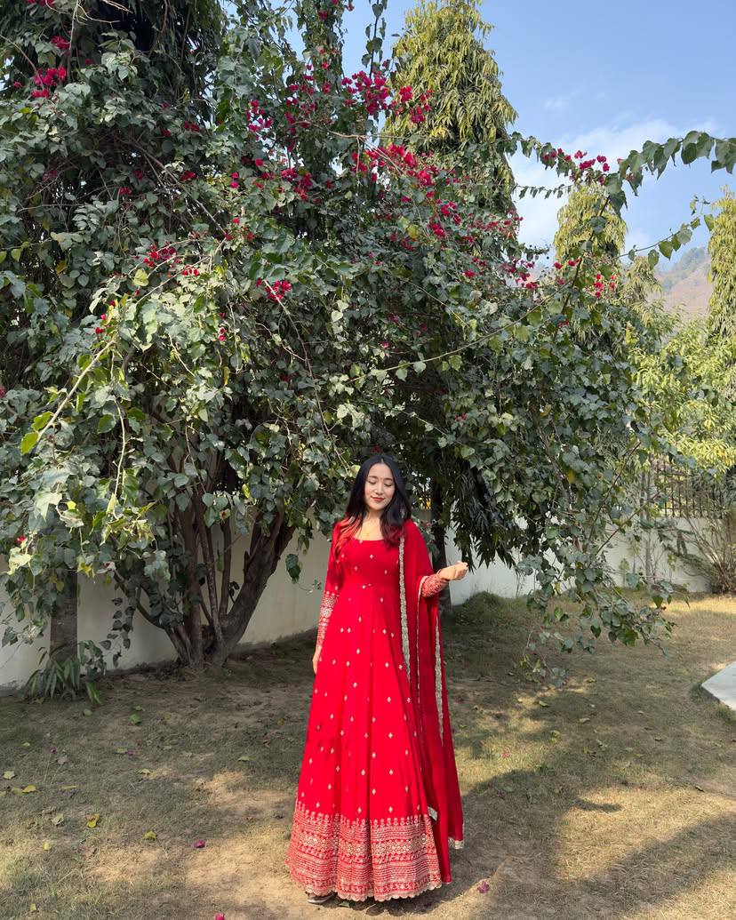 Party Wear Look Beautiful Gown And Dupatta