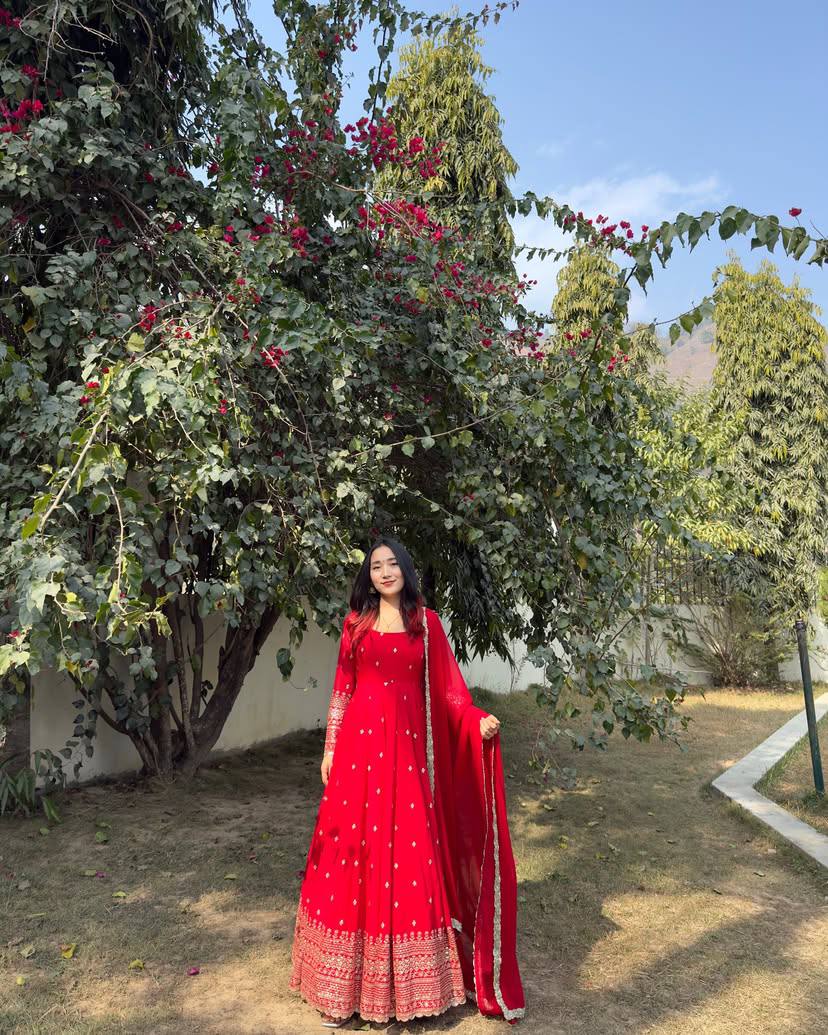 Party Wear Look Beautiful Gown And Dupatta