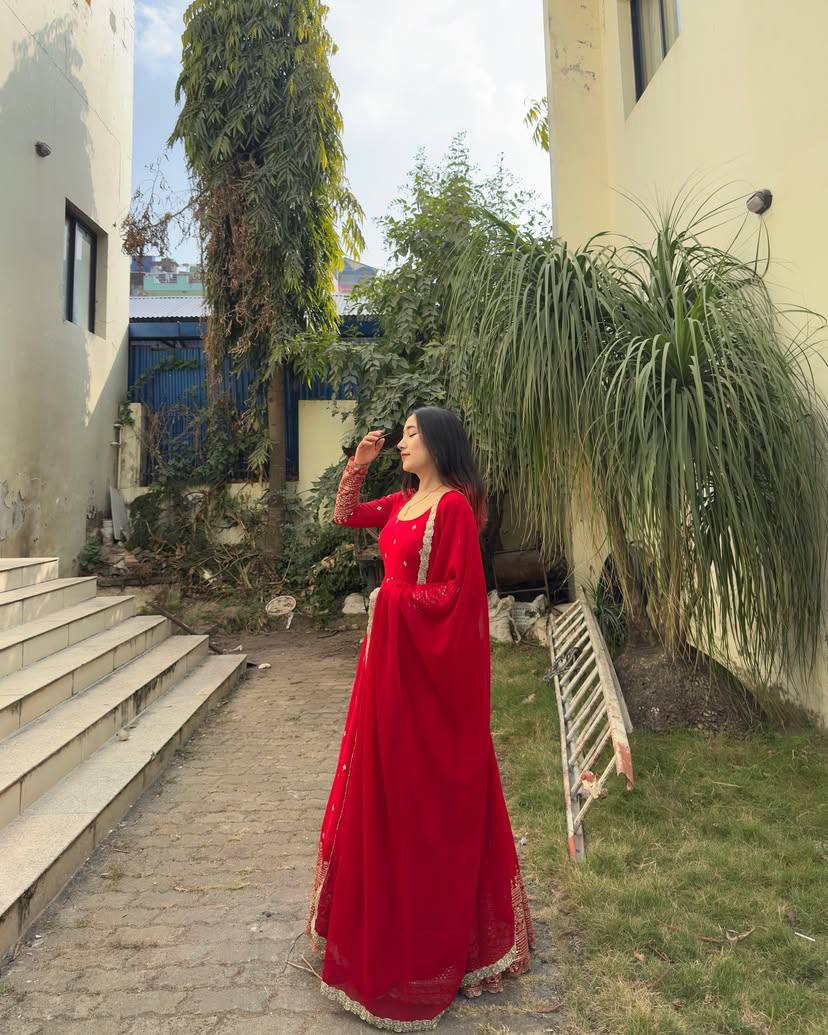 Party Wear Look Beautiful Gown And Dupatta