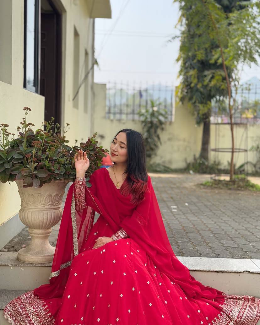 Party Wear Look Beautiful Gown And Dupatta