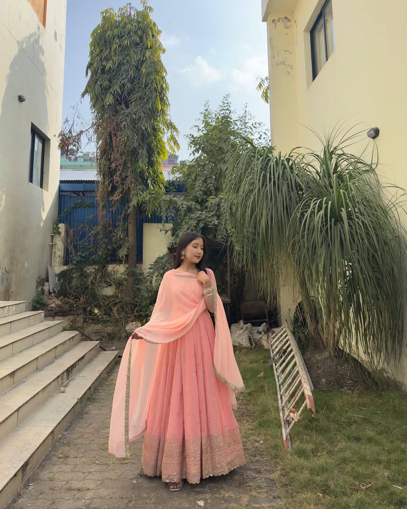 Party Wear Look Beautiful Gown And Dupatta