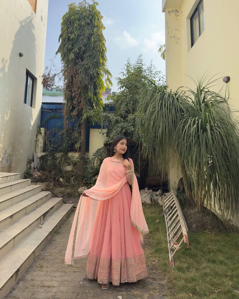 Party Wear Look Beautiful Gown And Dupatta