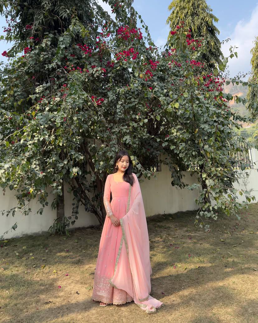 Party Wear Look Beautiful Gown And Dupatta