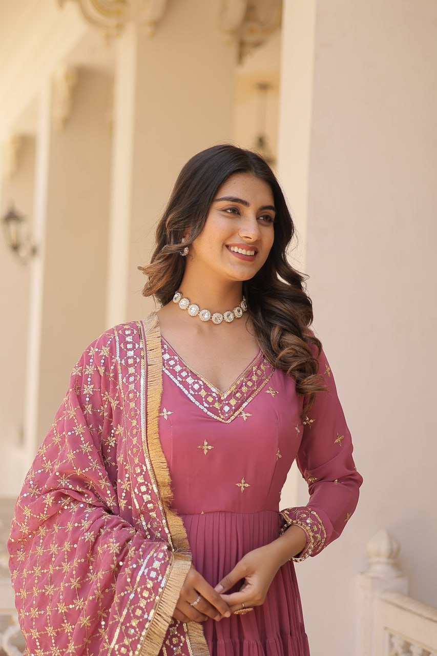 Designer Party Wear Gown With Embroidery Work