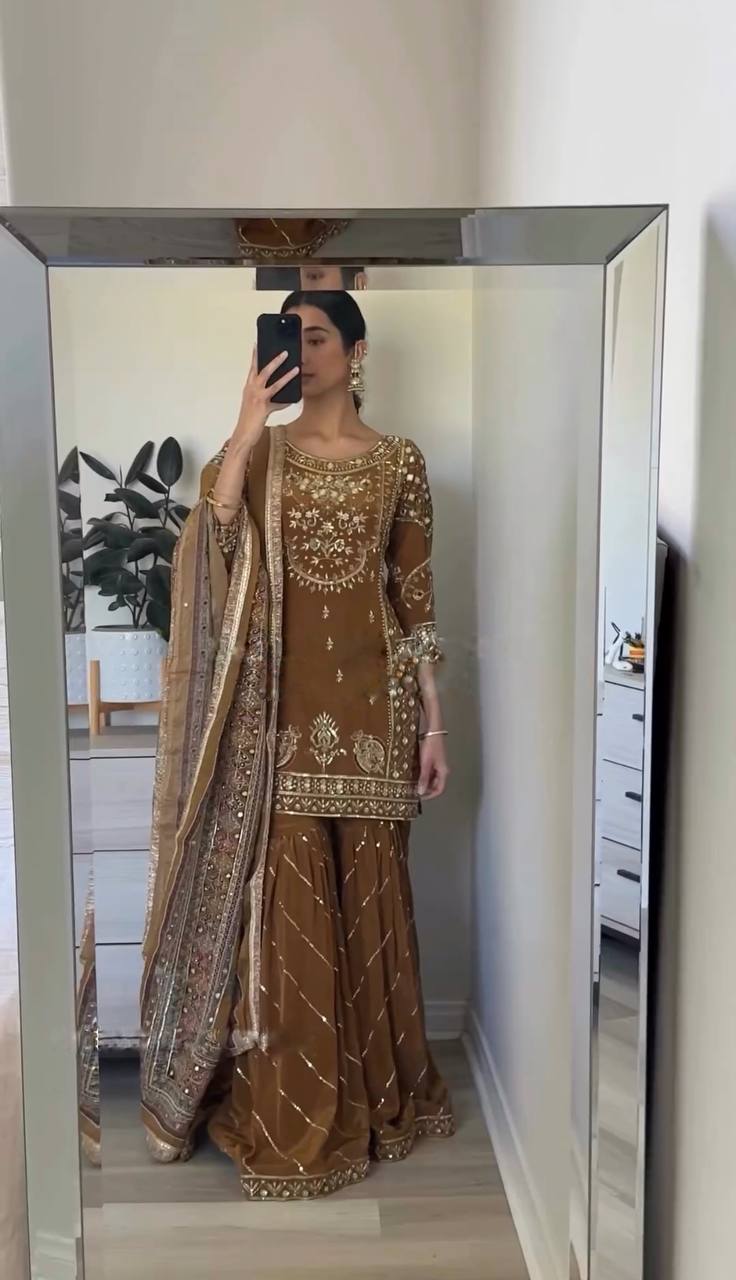 Designer Look Top-Plazzo And Dupatta With Heavy Embroidery Work