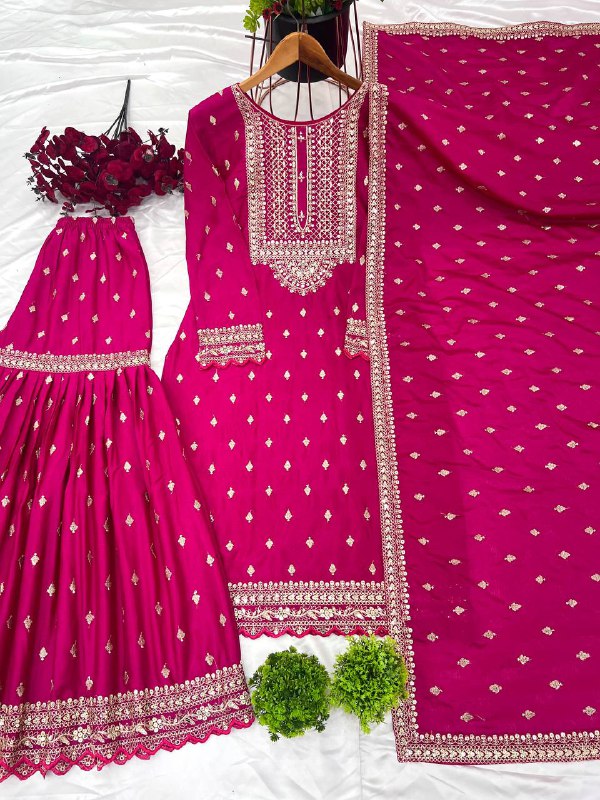 Designer Party Wear Look Fancy Top-Dupatta And Fully Stitched Sharara
