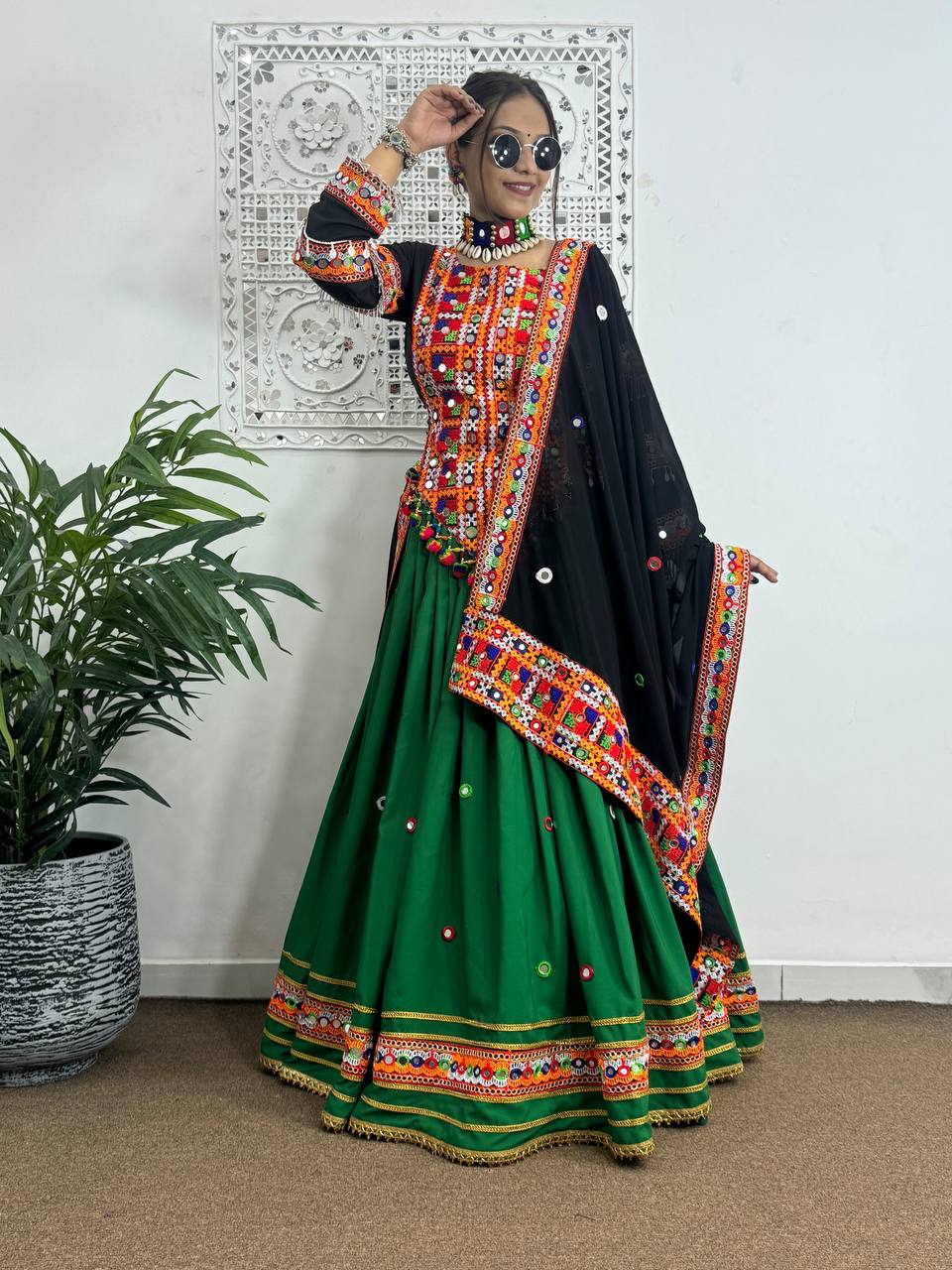 Beautiful Lehenga Choli With Real Mirror Hand Work