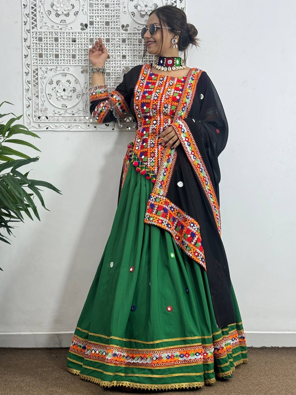 Beautiful Lehenga Choli With Real Mirror Hand Work