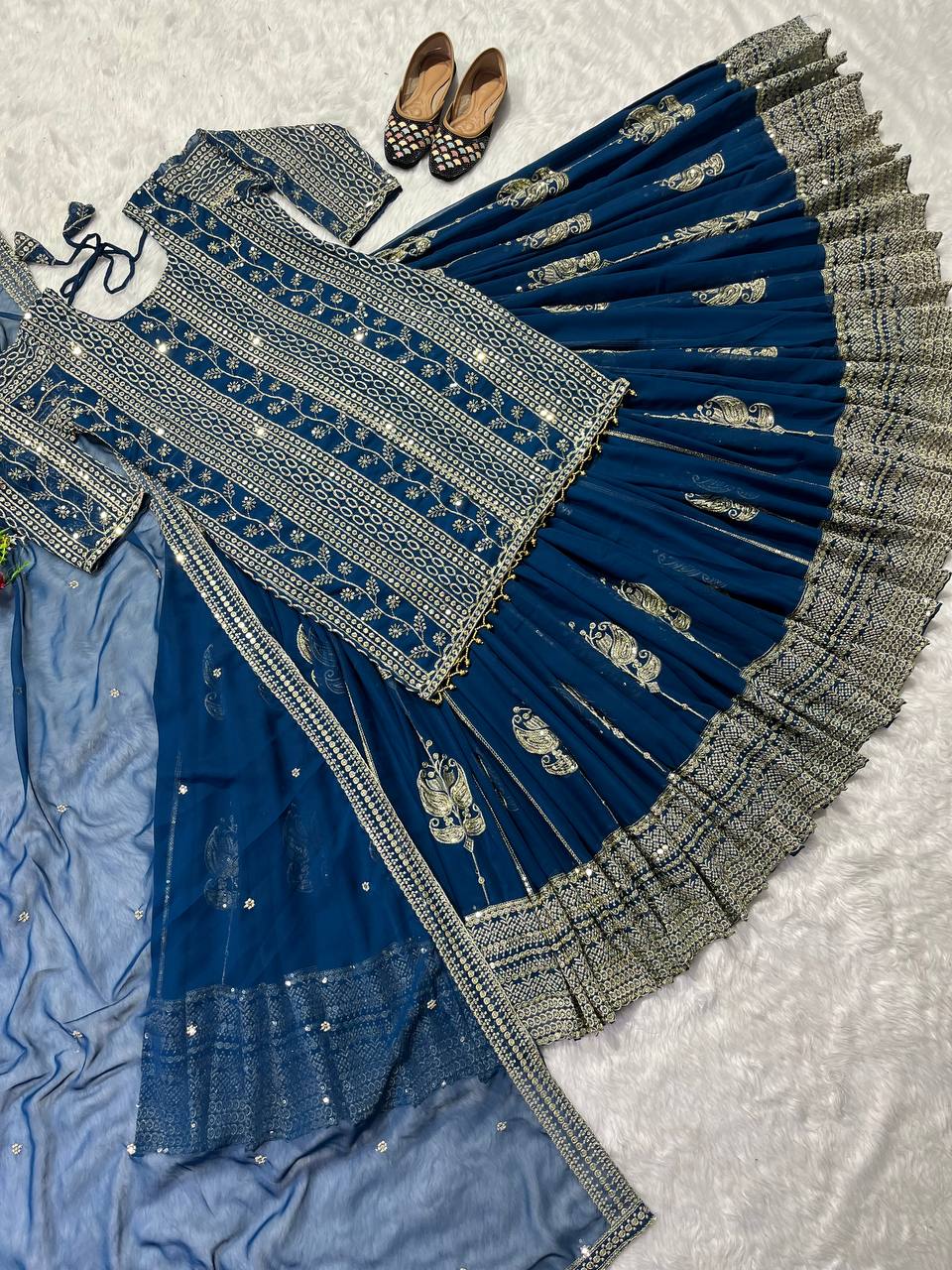Party Wear Designer Top Lehenga With Sequence Fancy Border Work