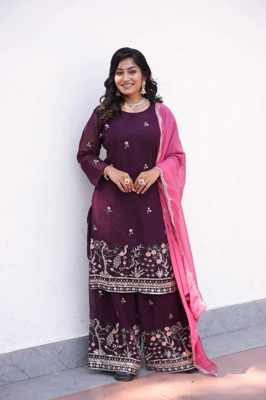 पार्टी वियर डिज़ाइनर टॉप-बॉटम और दुपट्टा