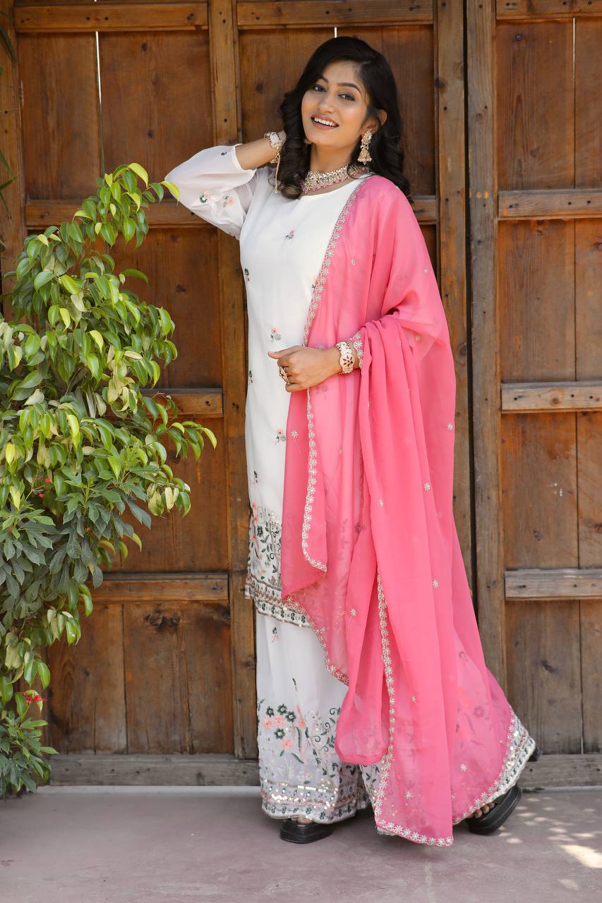 पार्टी वियर डिज़ाइनर टॉप-बॉटम और दुपट्टा