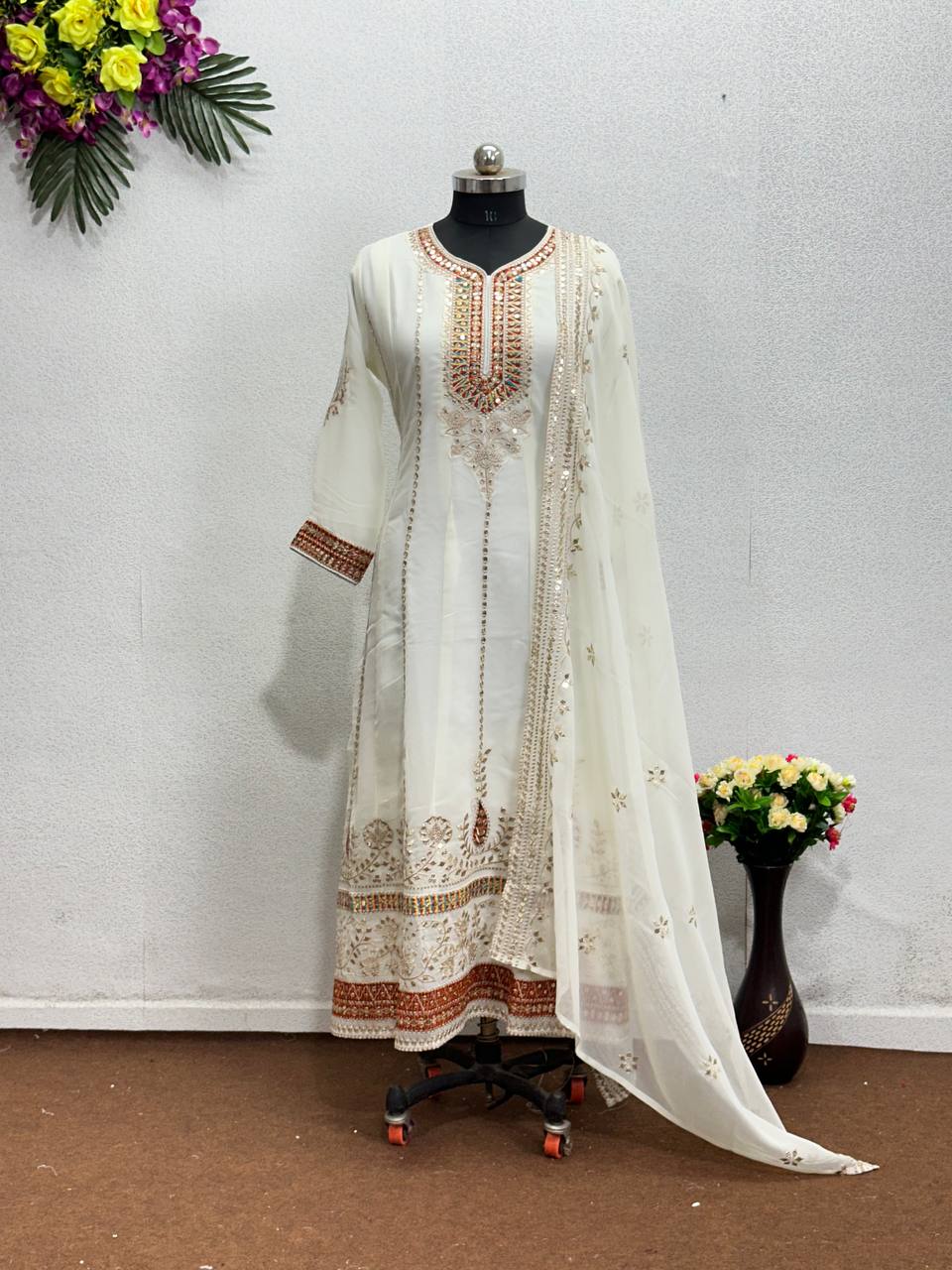 Beautiful Party Wear Anarkali Gown With Fancy Dupatta