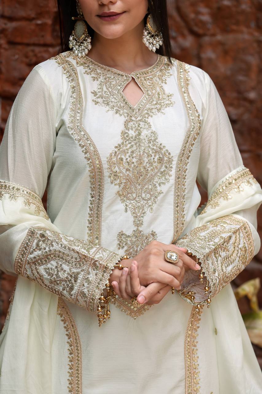 डिज़ाइनर पार्टी वियर लुक टॉप प्लाज़ो और खूबसूरत दुपट्टा