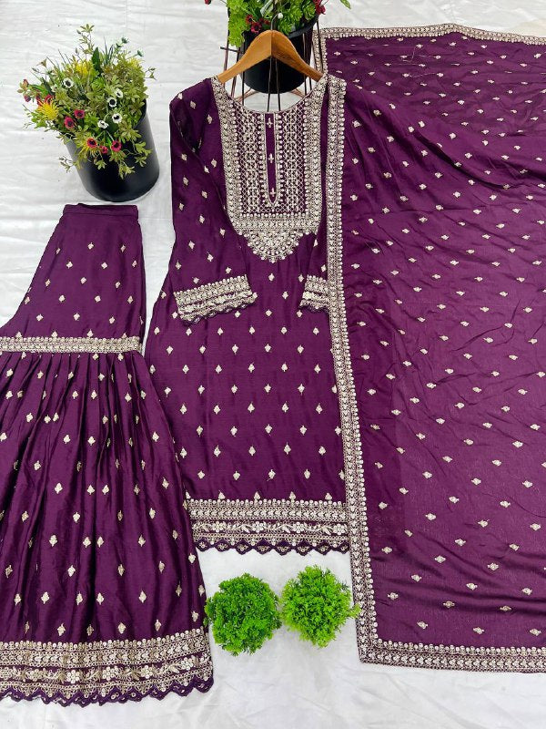 Designer Party Wear Look Fancy Top-Dupatta And Fully Stitched Sharara