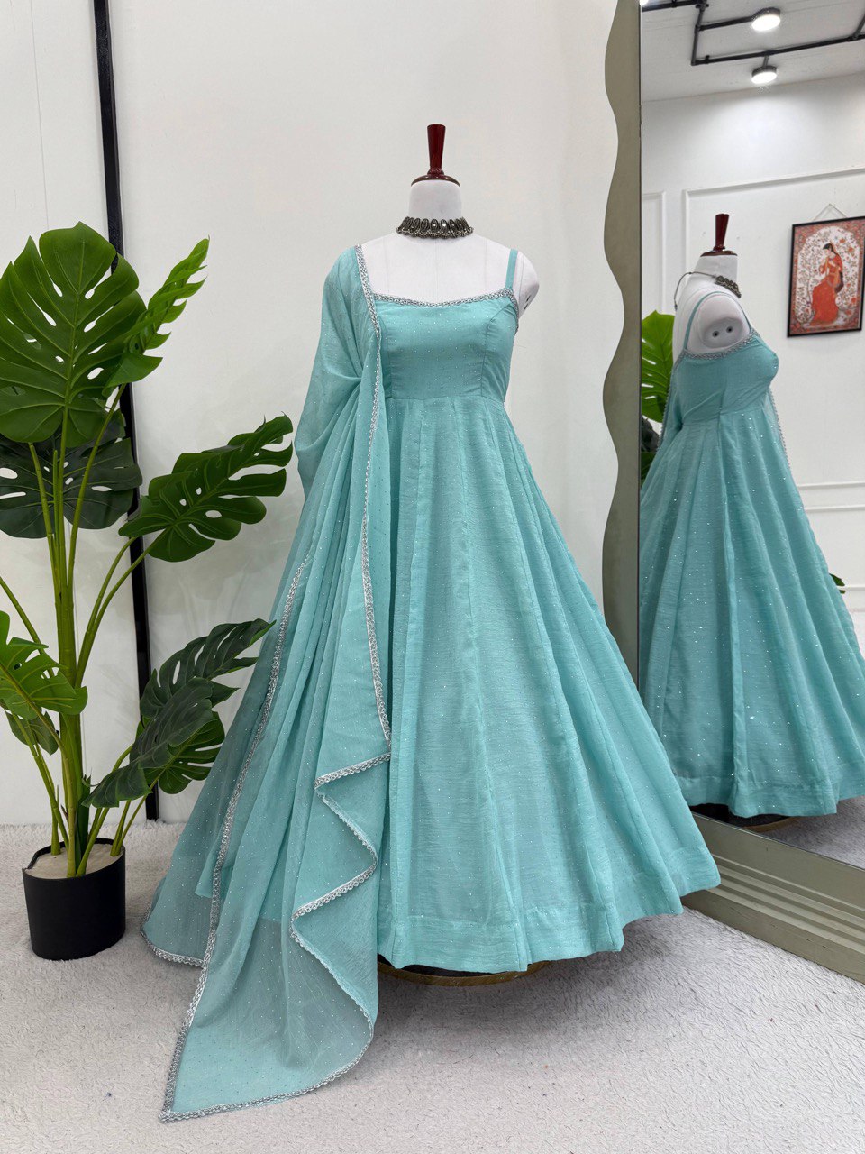 Party Wear Look Anarkali gown, Pent And Dupatta