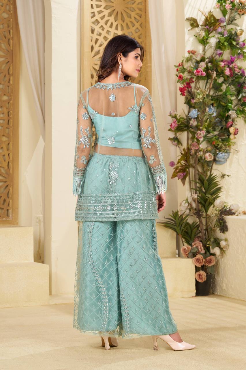 पार्टी वियर लुक फैंसी 3 पीस सूट सेट