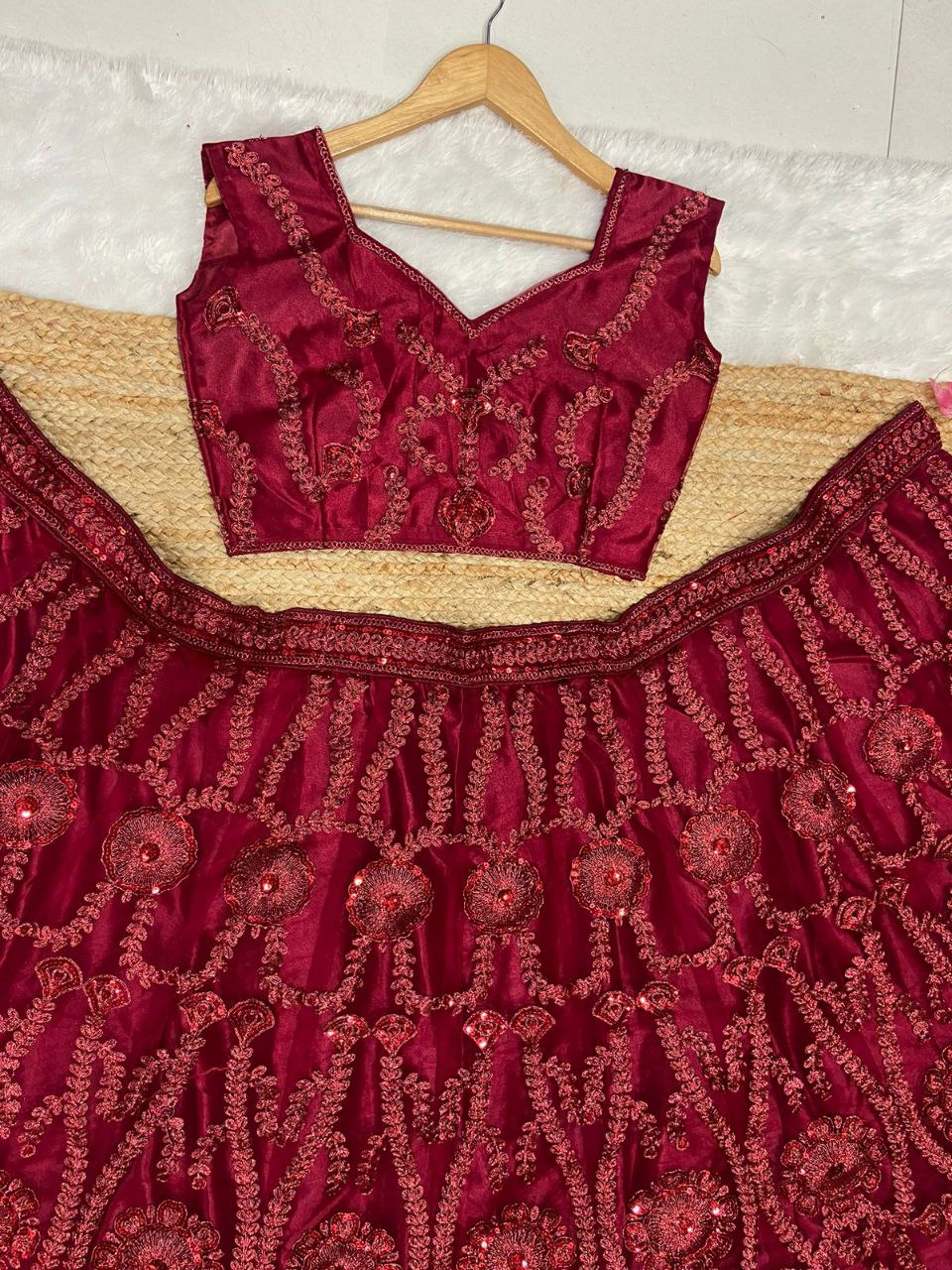 Beautiful Latest Designer Lehenga Choli With Glitter Dori Work