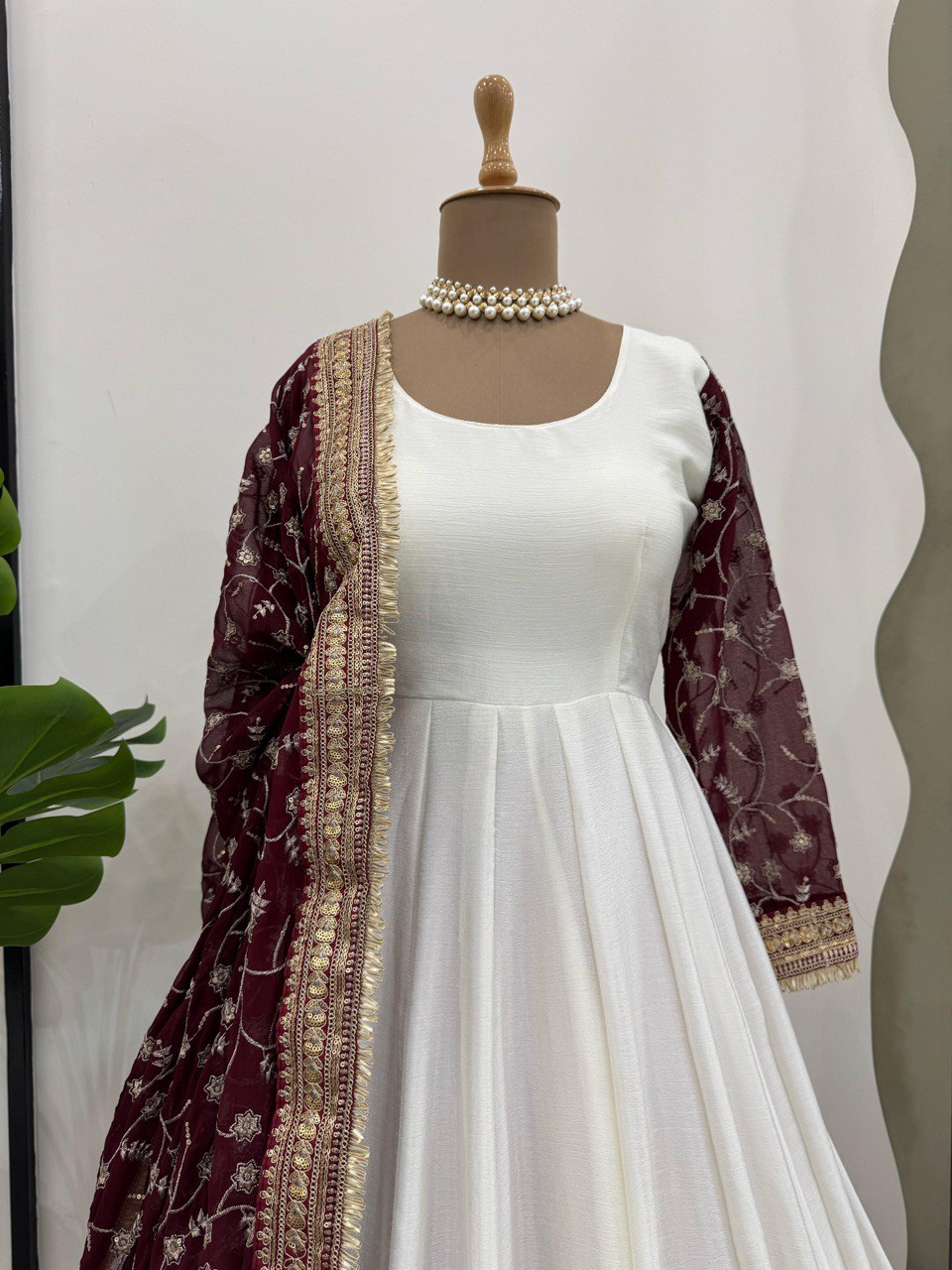 Party Wear Designer Anarkali Gown With Thread With Sequence Work
