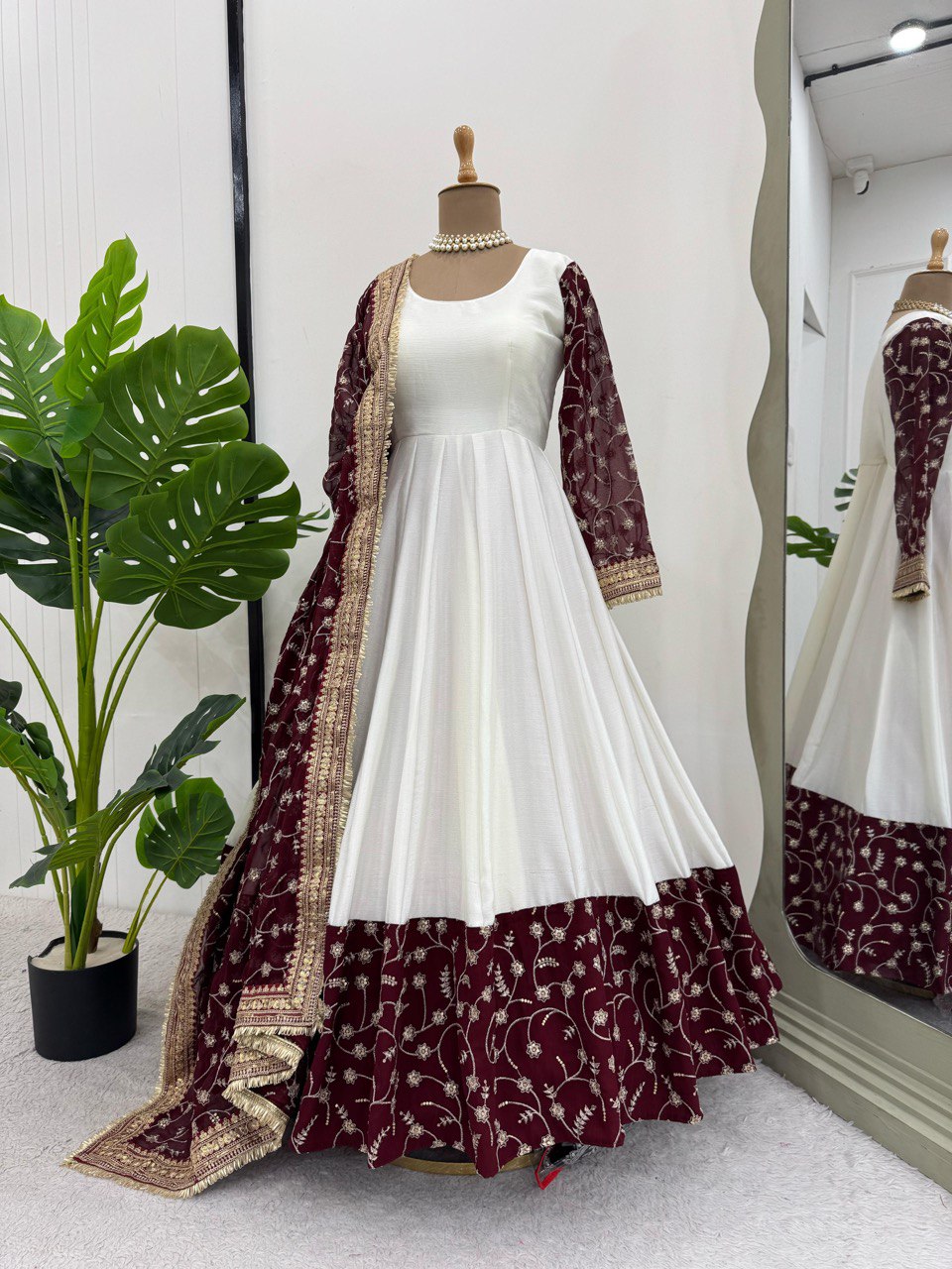 Party Wear Designer Anarkali Gown With Thread With Sequence Work