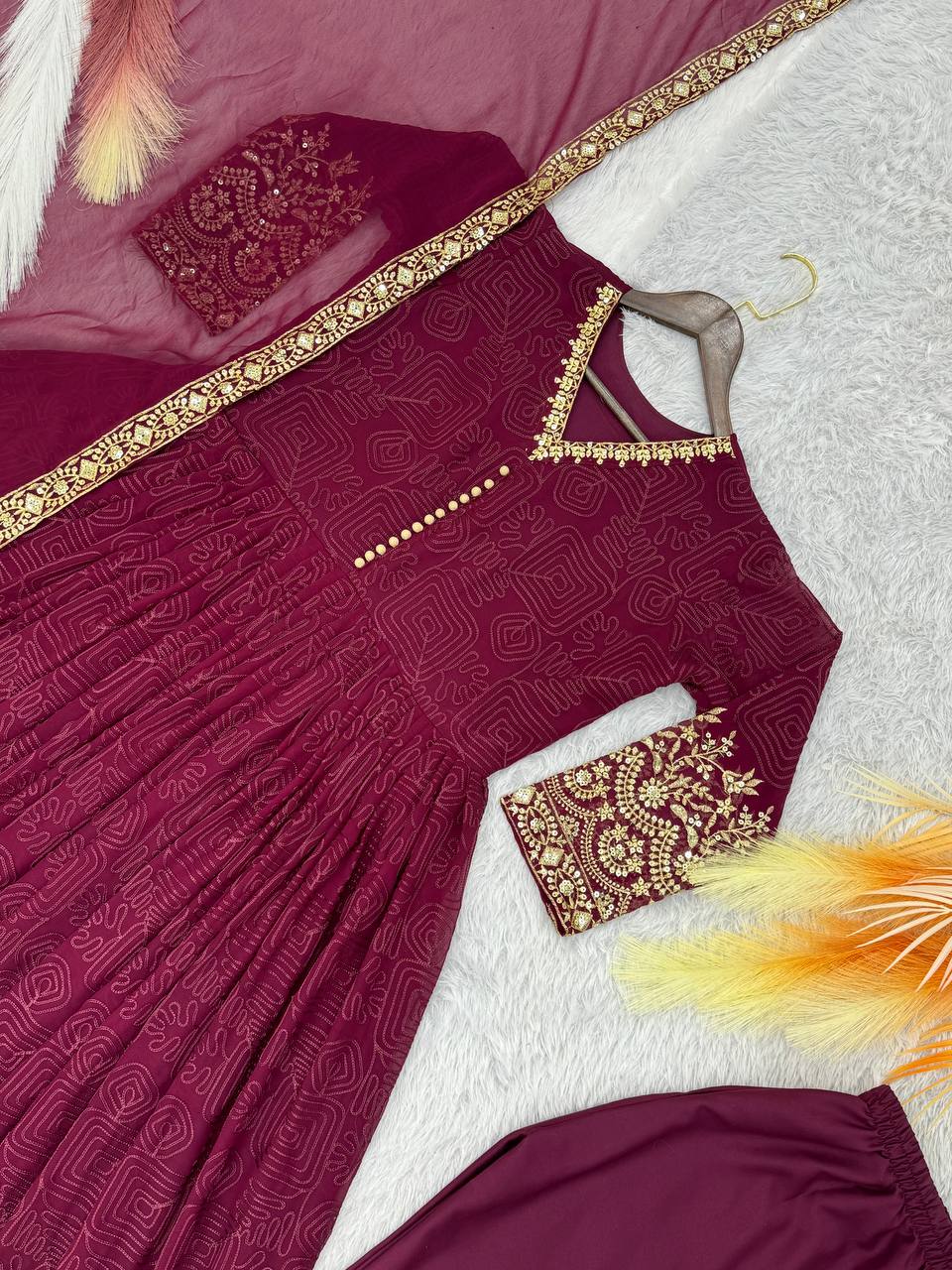 Designer Party Wear Look Anarkali Gown, Pent And Dupatta