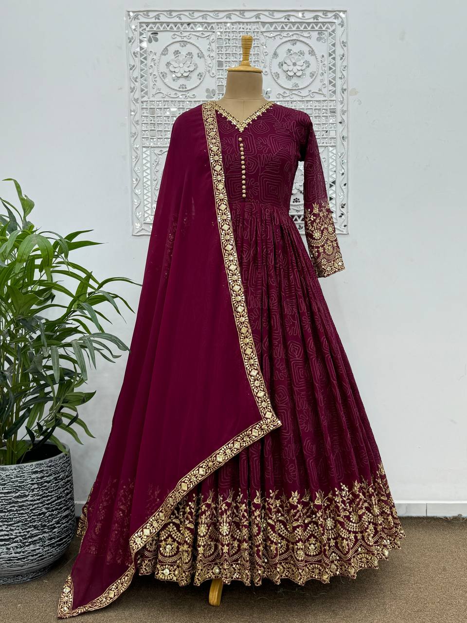 Designer Party Wear Look Anarkali Gown, Pent And Dupatta